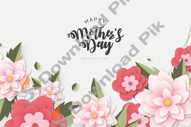 Happy mothers day banner background with - Photos mama, flowers, floral frame, flower template, mother